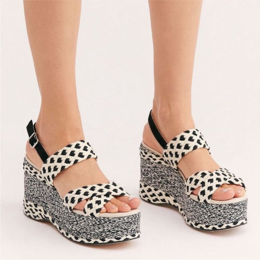 NWOT Free People Dolce Platform Wedge Woven Sandals